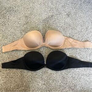 Set Victoria's Secret Black and Tan Strapless Bra Set